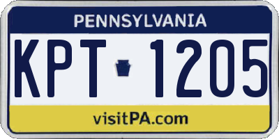 PA license plate KPT1205