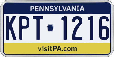 PA license plate KPT1216