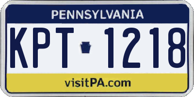 PA license plate KPT1218