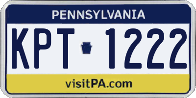 PA license plate KPT1222