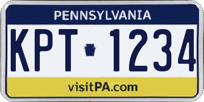 PA license plate KPT1234