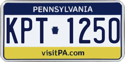 PA license plate KPT1250