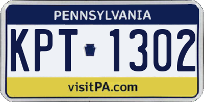 PA license plate KPT1302