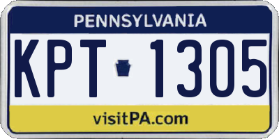 PA license plate KPT1305