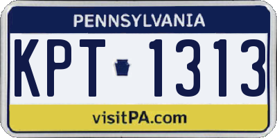 PA license plate KPT1313