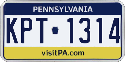 PA license plate KPT1314