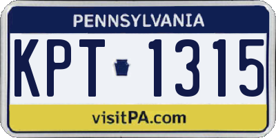 PA license plate KPT1315