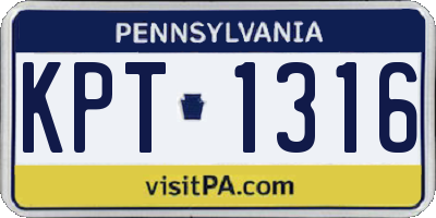 PA license plate KPT1316