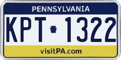PA license plate KPT1322
