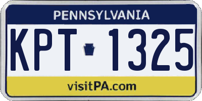 PA license plate KPT1325