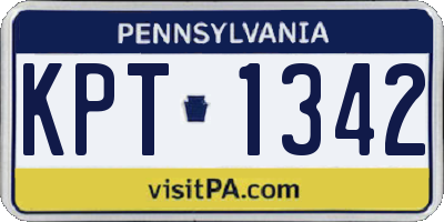 PA license plate KPT1342