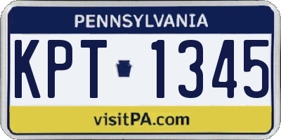 PA license plate KPT1345