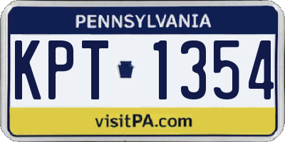 PA license plate KPT1354