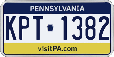 PA license plate KPT1382