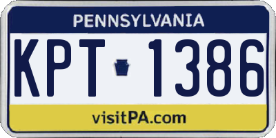 PA license plate KPT1386