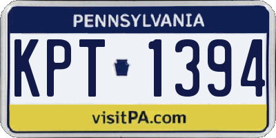 PA license plate KPT1394