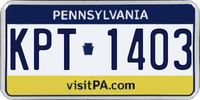 PA license plate KPT1403