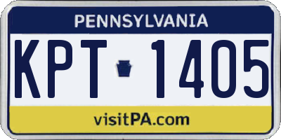PA license plate KPT1405