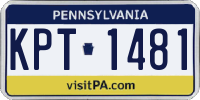 PA license plate KPT1481