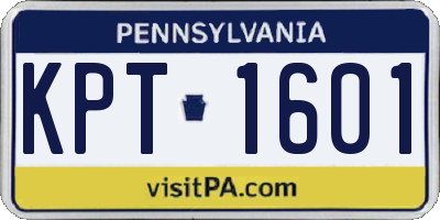 PA license plate KPT1601