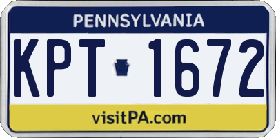 PA license plate KPT1672