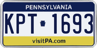 PA license plate KPT1693