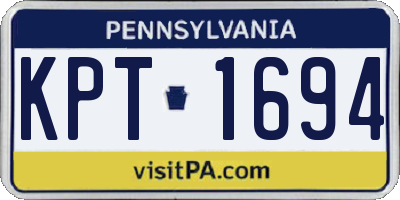 PA license plate KPT1694