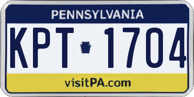 PA license plate KPT1704