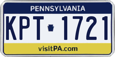 PA license plate KPT1721
