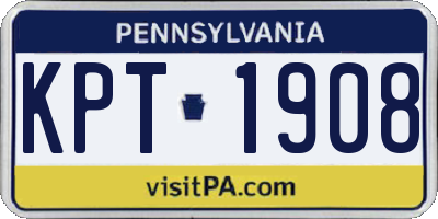 PA license plate KPT1908