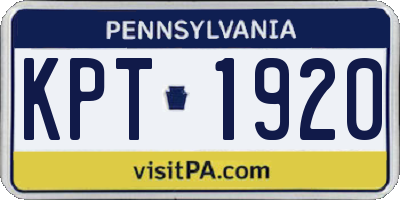 PA license plate KPT1920