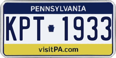 PA license plate KPT1933