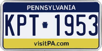 PA license plate KPT1953