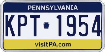 PA license plate KPT1954