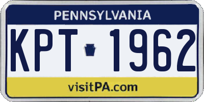 PA license plate KPT1962