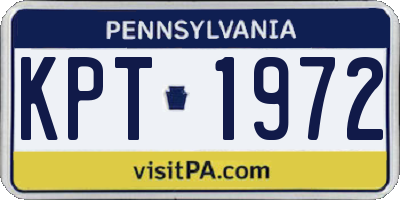 PA license plate KPT1972