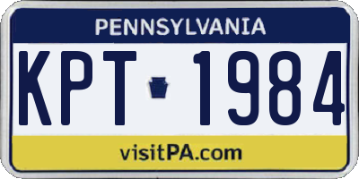PA license plate KPT1984