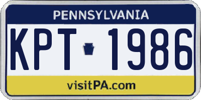 PA license plate KPT1986