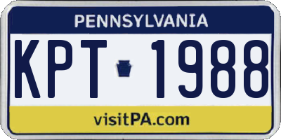 PA license plate KPT1988