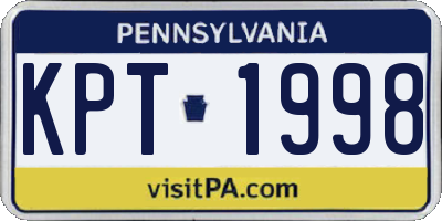 PA license plate KPT1998