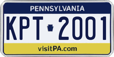 PA license plate KPT2001