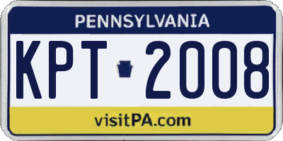 PA license plate KPT2008