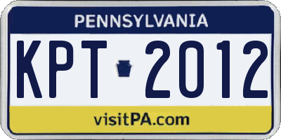 PA license plate KPT2012