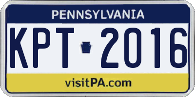 PA license plate KPT2016
