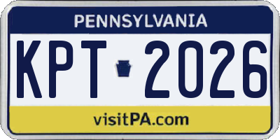 PA license plate KPT2026