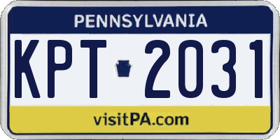 PA license plate KPT2031