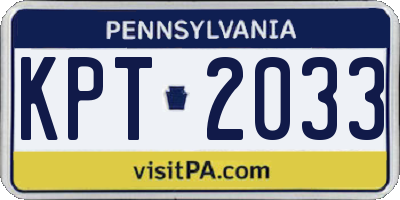 PA license plate KPT2033