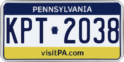 PA license plate KPT2038