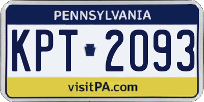 PA license plate KPT2093