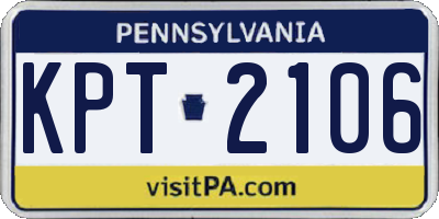 PA license plate KPT2106
